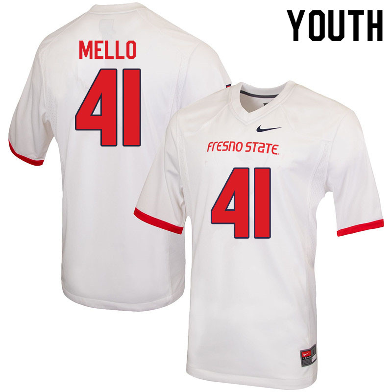 Youth #41 Tyler Mello Fresno State Bulldogs College Football Jerseys Sale-White